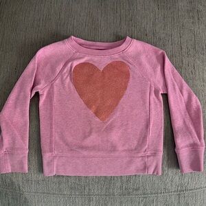 J Crew Crewcuts Girls pink Glitter Heart Sweatshirt